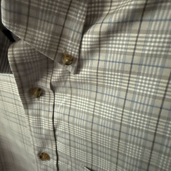 Brooks Brothers Shirt Mens M Slim Fit Non-Iron Stretch Button Down Gray/BluPlaid - Picture 4 of 5